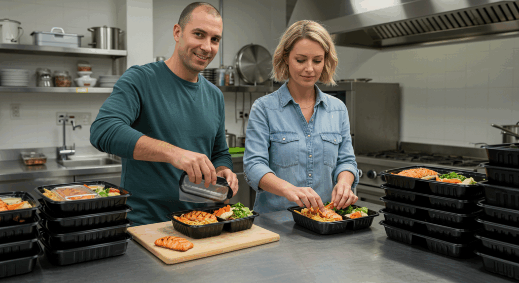 fazendo refeições saudáveis para vender